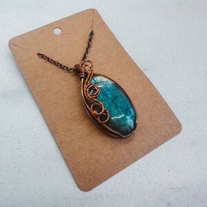 Labradorite wire wrapped necklace